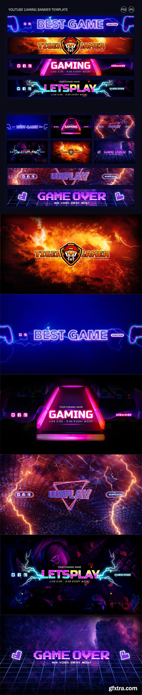 Youtube Gaming Banners PSD Templates