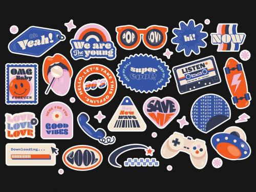 Y2K Retro Illustrations Stickers Set 575920431