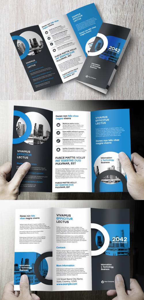 Black and Blue Trifolds Brochure Layout 577611990