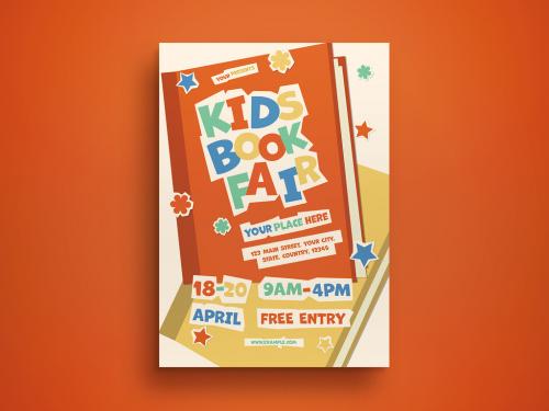 Beige Retro Kids Book Fair Flyer Layout 578606316