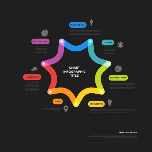 Seven blocks star chart dark multipurpose infographic template 581767489