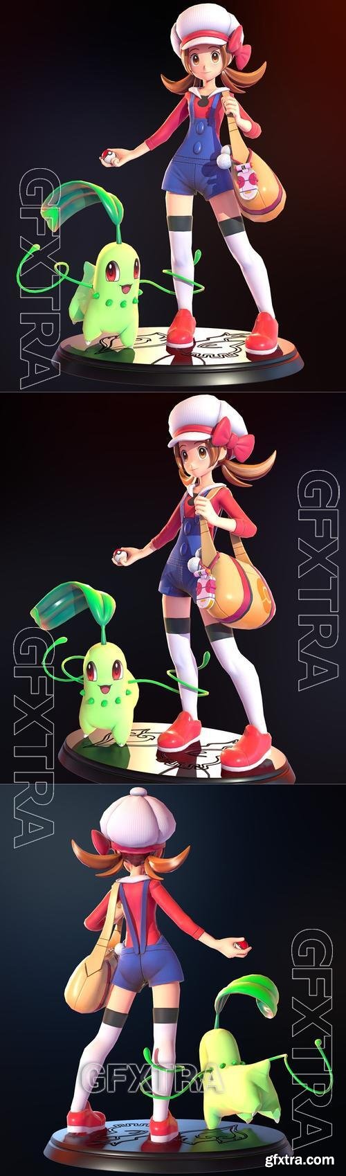 Kotone and Chikorita &ndash; 3D Print Model