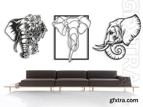 Elephant Set 3D Printed Wall Art - Home Decor