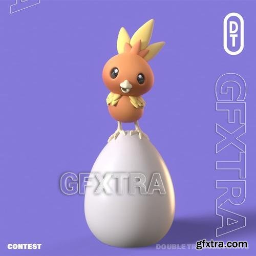 Torchic on Easter Egg &ndash; 3D Print Model