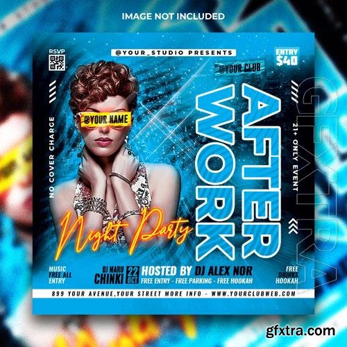 PSD night party flyer template and web banner template