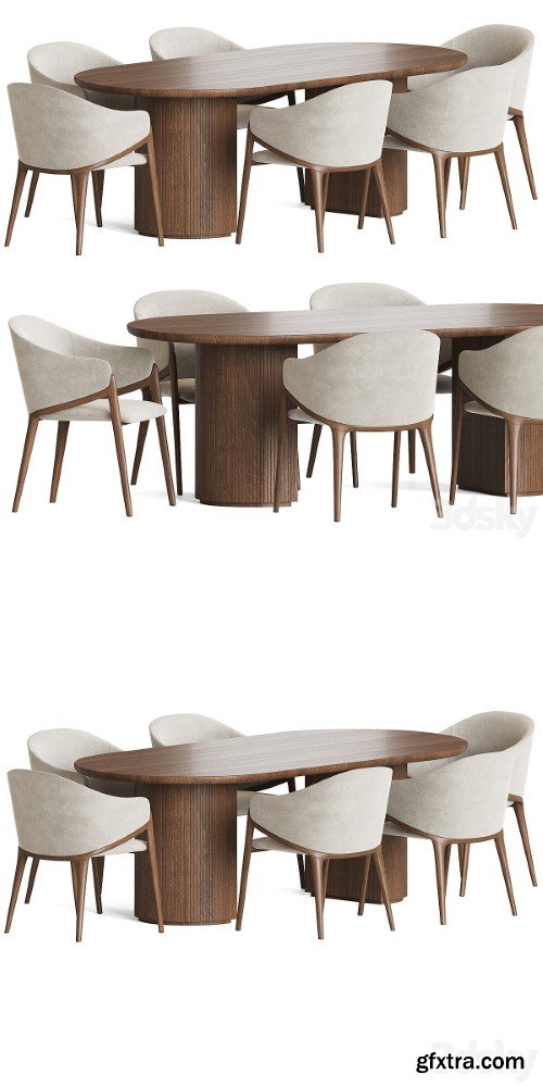 Angelcerda Chair Moon Table Dining Set