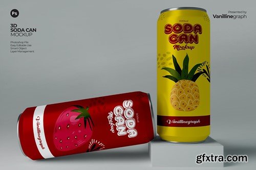 3D Soda Can Mockup