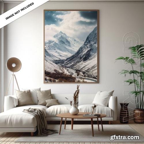 PSD a portrait canvas mockup in elegant living room