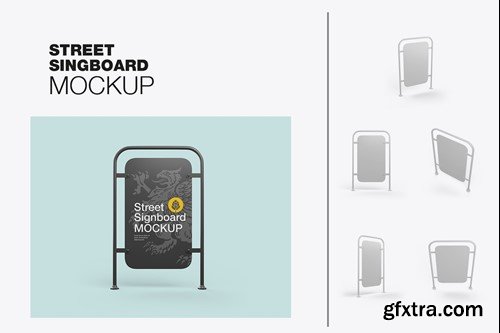 Set Outdoor Signboard Mockup