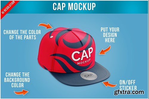 Snapback Cap with Sticker Mockup Template