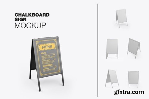 Set Metallic Restaurant Menu Board Mockup