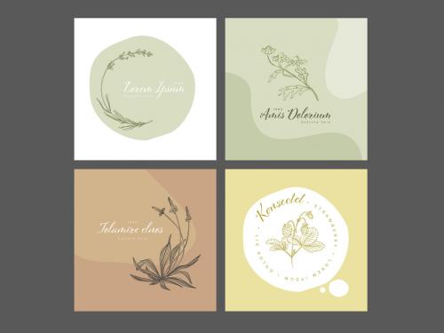 Minimalist floral logo title frames collection with circle spots 588325843