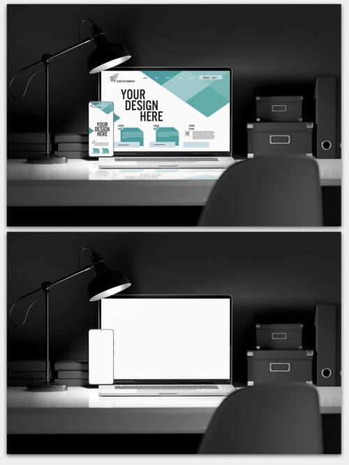 Customisable mock up of modern devices 589094961