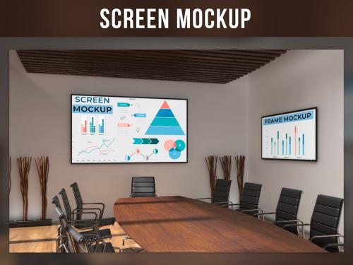 Screen Mockup in a Meeting Room 567871486