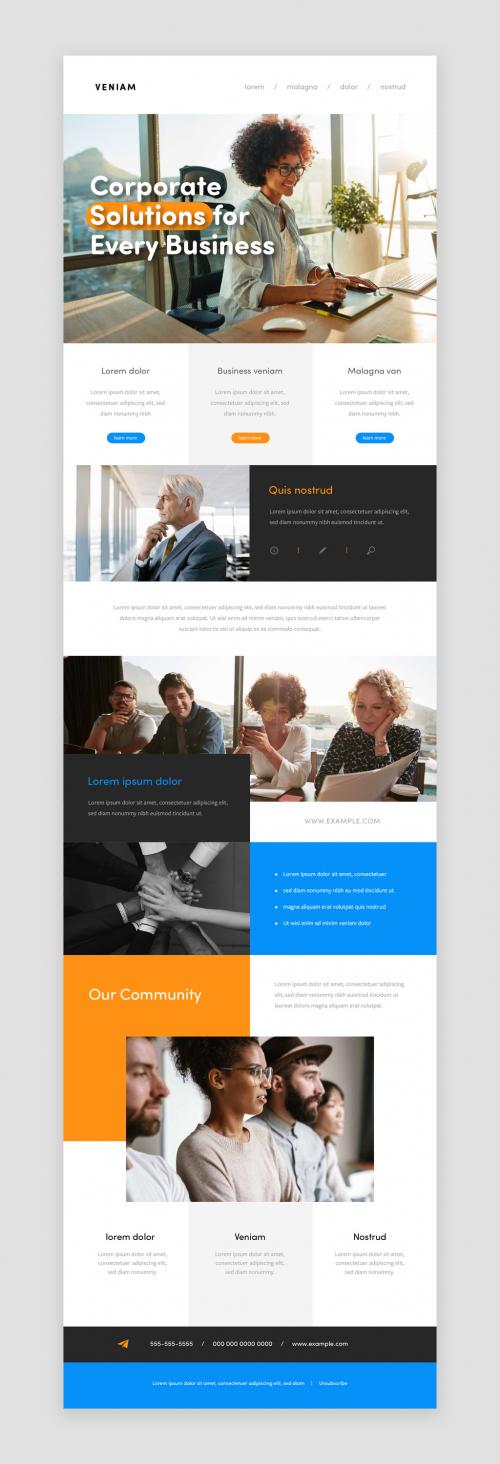 Corporate Design Newsletter With Orange and Blue Accent 583818149