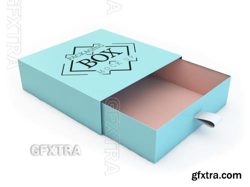 Blue Box with Sliding Drawer Mockup 214841357