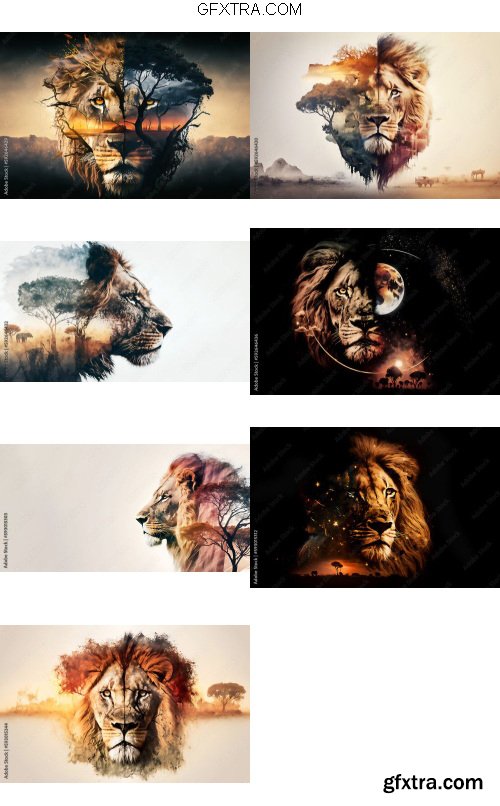 Lion and Forest Pack 7xJPG