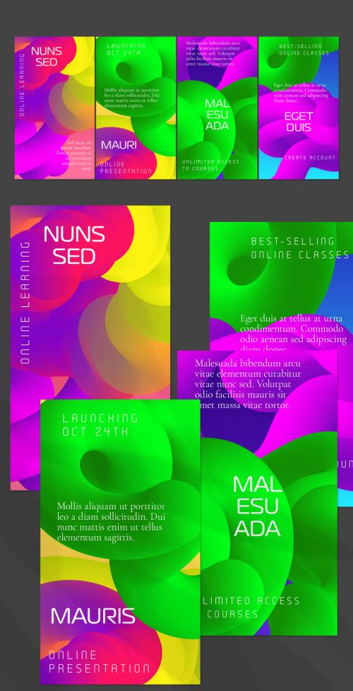 Social Media Post Layout with Futuristic Wavy Gradient Shape 595613255