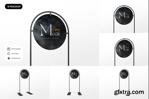 Black Round Signage Mockup