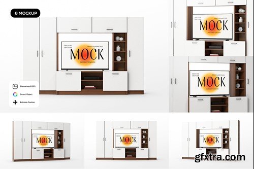 TV Unit Stand Set Mockup