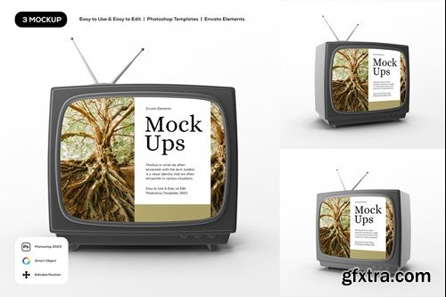 Black Retro Television Mockup