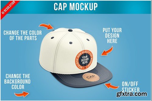 Snapback Cap with Sticker Mockup Template