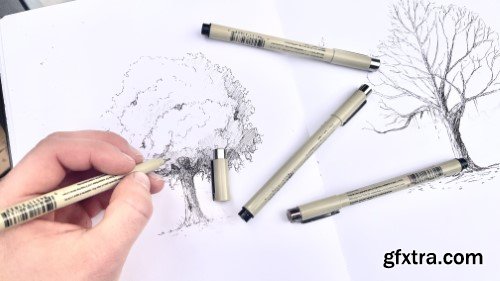 How to Draw Realistic Trees with Ink Pens: Observation, Shading, and Shape