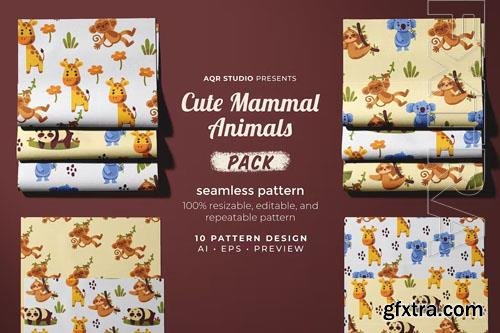 Cute Mammal Animals - Seamless Pattern