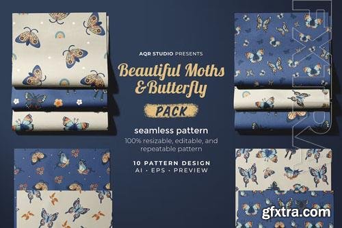 Moths and Butterfly - Seamless Pattern