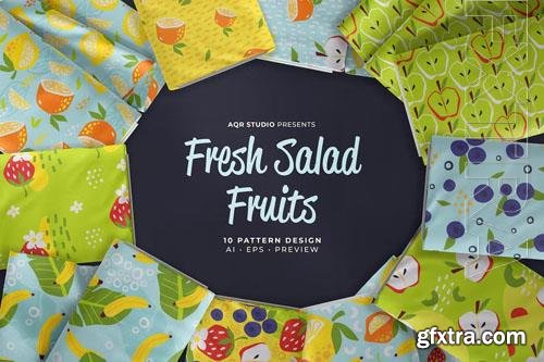 Fresh Salad Fruits - Seamless Pattern