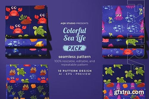 Colorful Sea Life - Seamless Pattern