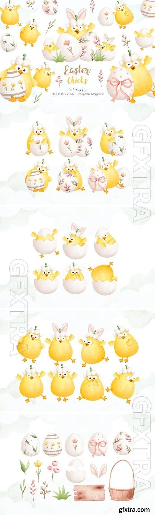 Easter Chicks and Easter Egg Clipart Beautiful Design