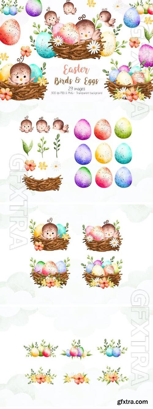 Easter Eggs and Bird Clipart Beautiful Design