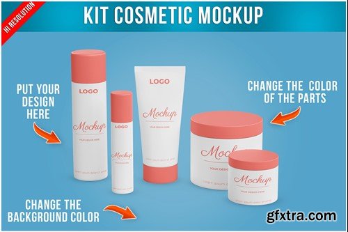 Cosmetic Body Skin Care Set Mockup