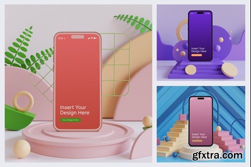 Colorful Background iPhone Podium Mockup