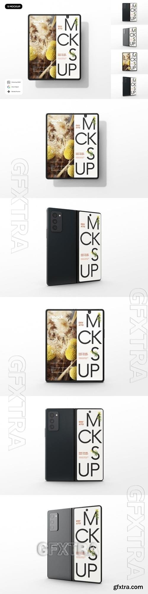 Black Flip Smartphone Mockup 8BD7YUS