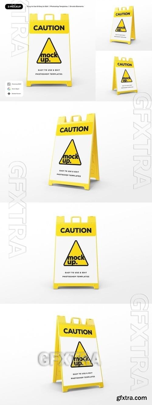 Caution Signboard Mockup AXXVRW4