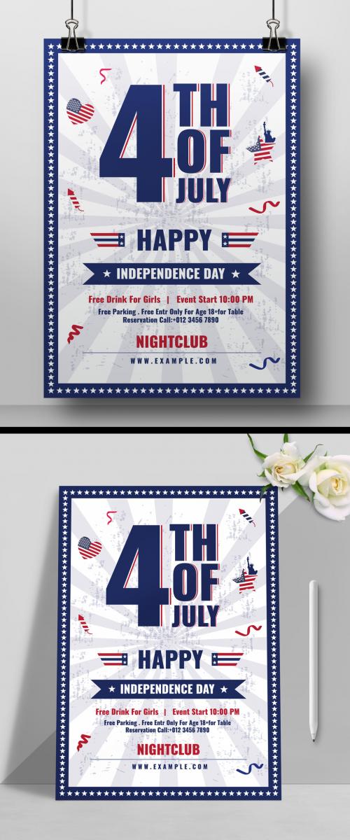 4th of July Flyer Layout with American Flag 506510663