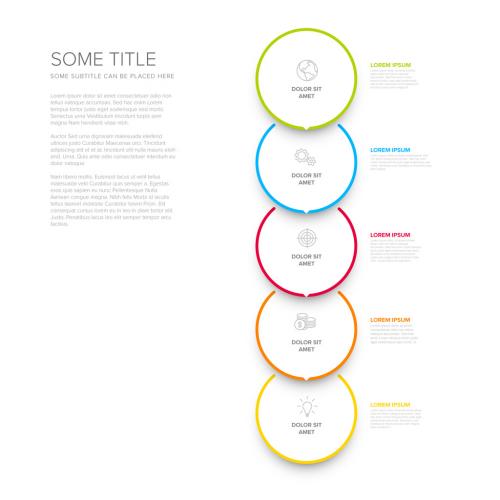 Minimalistic Five Vertical Steps Elements Layout with Circles 461120445