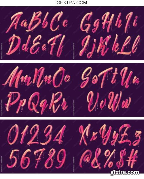 3d Calligraphic Font Pack 6xAI