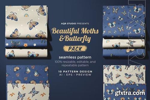 Moths and Butterfly - Seamless Pattern 