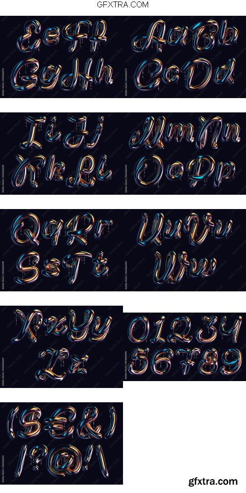 3d Render  Dark Font Pack 1 9xAI