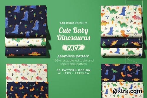 Cute Baby Dinosaurus - Seamless Pattern 