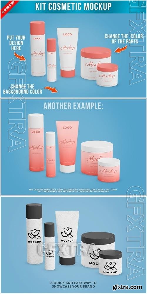 Cosmetic Body Skin Care Set Mockup PCSWE2U