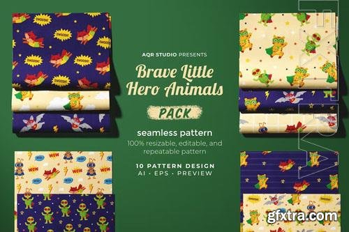 Brave Little Hero Animals - Seamless Pattern 