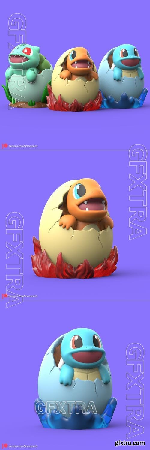 Pokemon - Easter Day 3 Kanto Starters &ndash; 3D Print Model