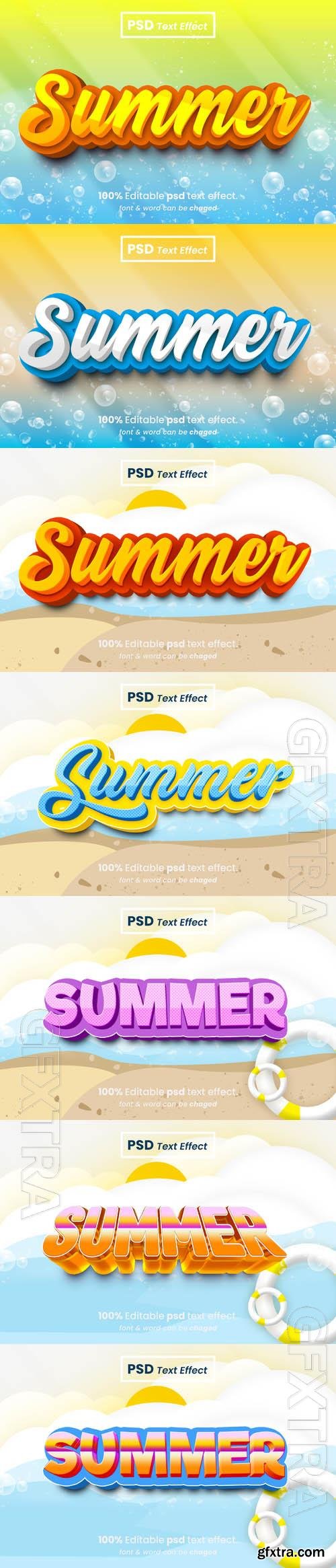 PSD summer 3d editable text effect