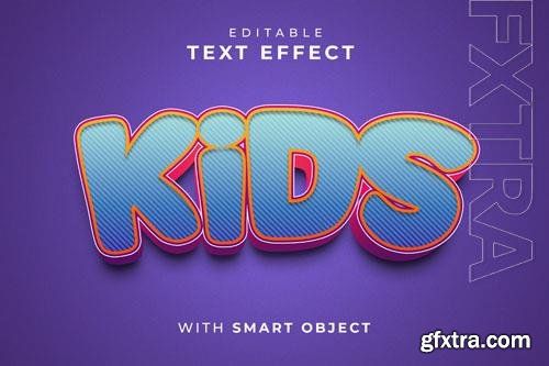 PSD purple background with text that says kids effect with smart object