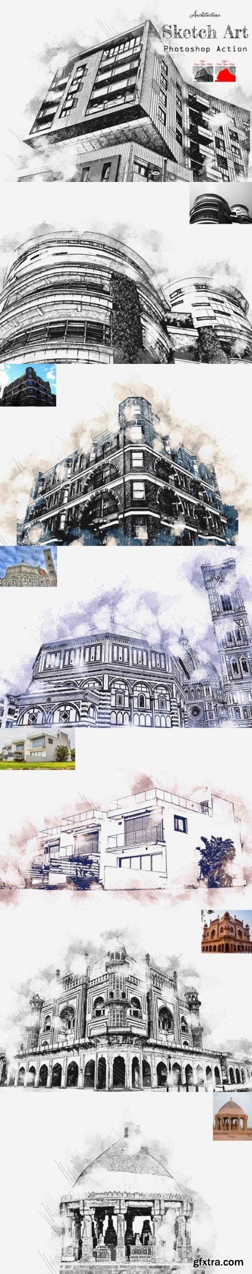 Architecture Sketch Art Photoshop Action