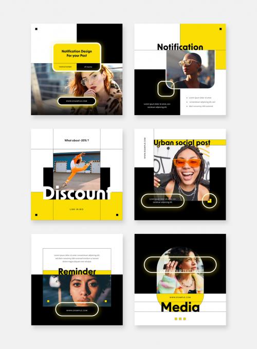 Modern Urban Social Layouts With Yellow And Black Accent 583819525